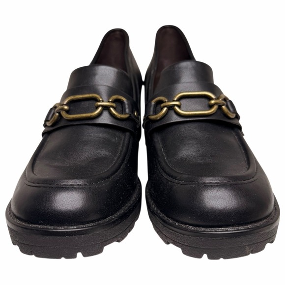 White Mountain Booster Chain Lug Sole Heeled Loafers Black Women's 8.5 Vegan Y2K - Picture 3 of 11